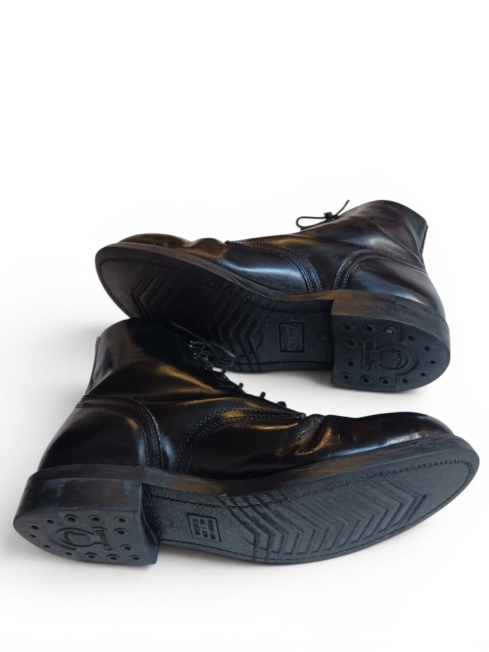 Vintage 90's  Military Issue Black Leather Boots 8.5E  Oil Resistant Rubber Sole - Picture 8 of 16